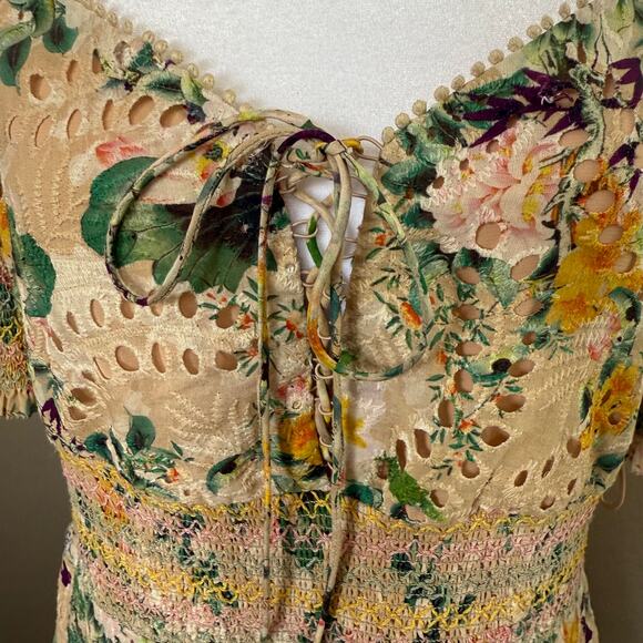 Alice+Olivia Crawford Floral Puff-Sleeve Minidress Est Sz 10/12 SEE DESCRIPTION - Picture 3 of 12